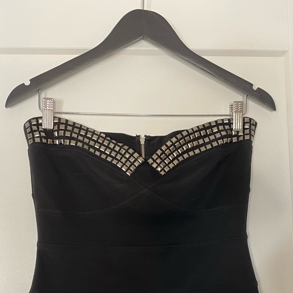 Black strapless Mini Party Dress studded details black - Picture 4 of 8